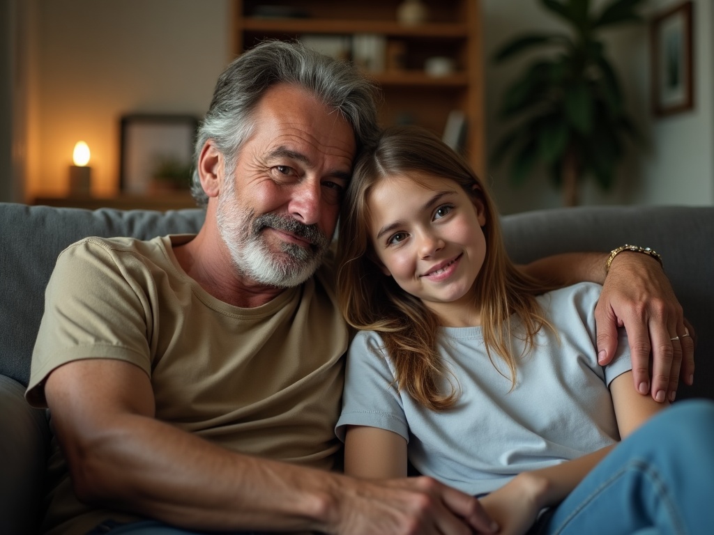 A father with his teenage daughter at home, the kind of family fighting a denial for someone they love.