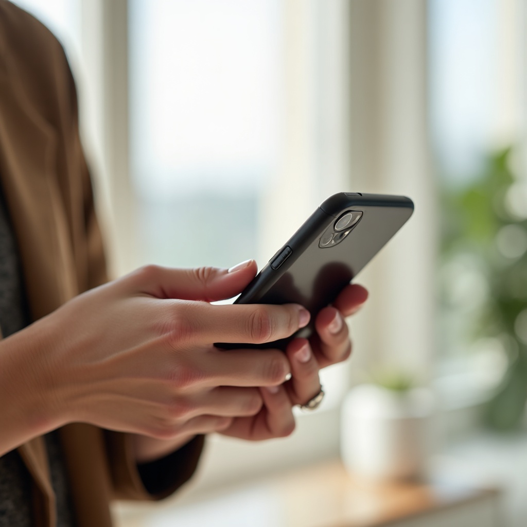 A person's hands hold a phone, uploading their denial letter to get started.